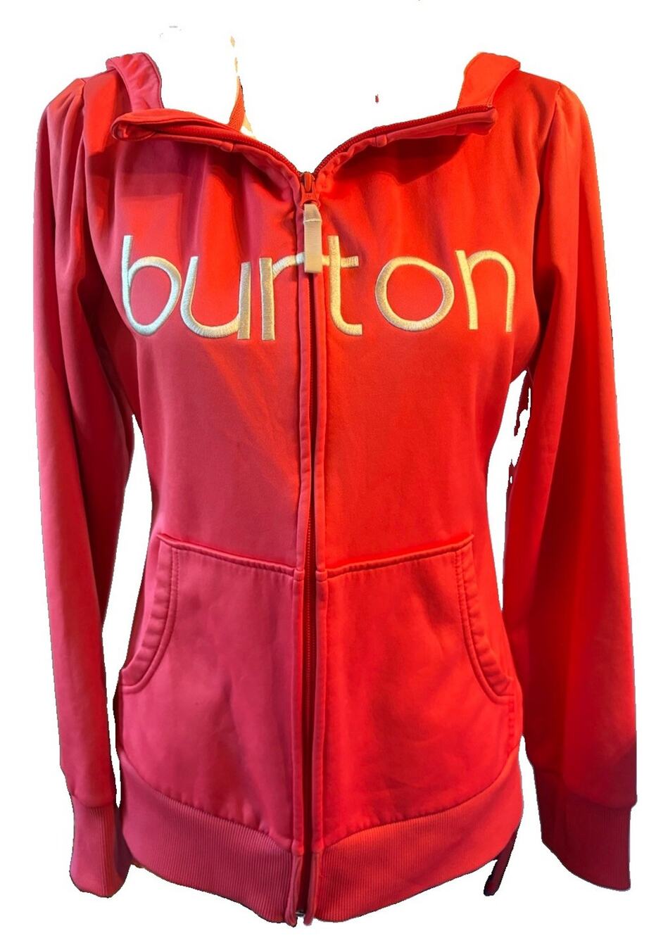 BURTON Full Zip Dry Ride Pink Hooded Sweatshirt Hoodie Logo Women’s Mediumds
